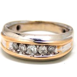 Mens Diamond/10K Gold Two-Tone Wedding Band