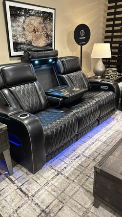 Boyington Black Power Reclining Caramel Sofa $10 Down Payment Financing and Delivery available