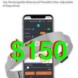 Aweec - GPS Electric Dog Fence with Free App, Wireless Fence System with Training Collar, Portable Fence for Outdoor Use, Rechargeable Waterproof Flex