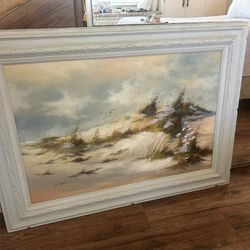 Large Original Painting Sandy Beach