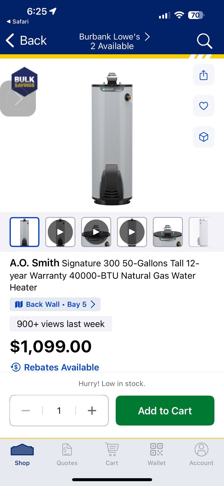 AO Smith 50 Gallon Water Heater 12 Year Warranty