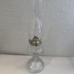 Vintage Antique Kerosene  Lamp Queen Ann No 2 Clear Glass Burner And Glass Shade