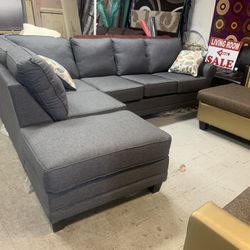 New Sectional Couch Gray Fabric 