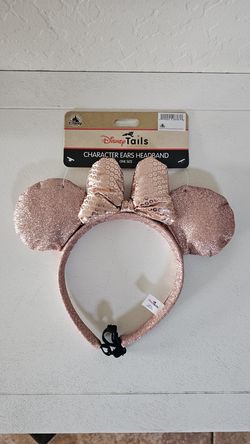 Disney Tails Rose Gold Minnie Mouse Character Ears Dog Headband One Size NWT