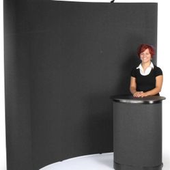 Pop-up Booth Display, Curved 8ft Wall - Black