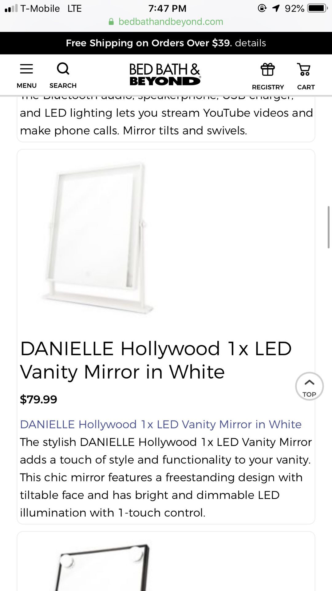 Brand new Led Vanity mirror Danielle Hollywood
