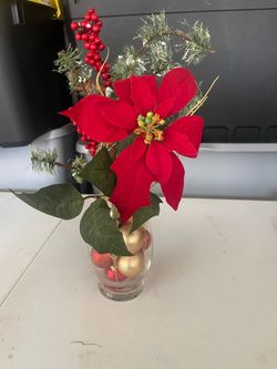 Artificial Christmas Poinsettia Floral Arrangement
