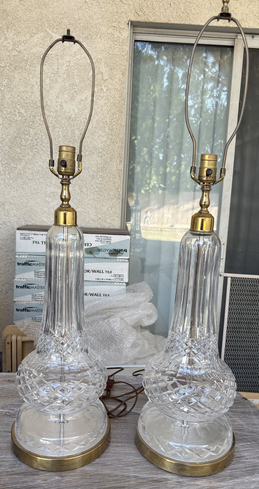 Pair of vintage Waterford crystal lamps