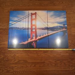 Large 3 Panel Wall Art Golden Gate Bridge