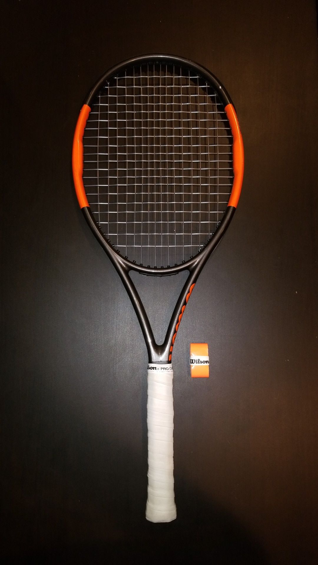 Wilson Burn 95 Countervail Tennis Racket Racquet + NEW Pro Overgrip Orange