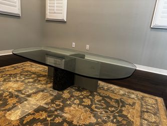 Large Glass Coffee Table with Granite/Concrete Base
