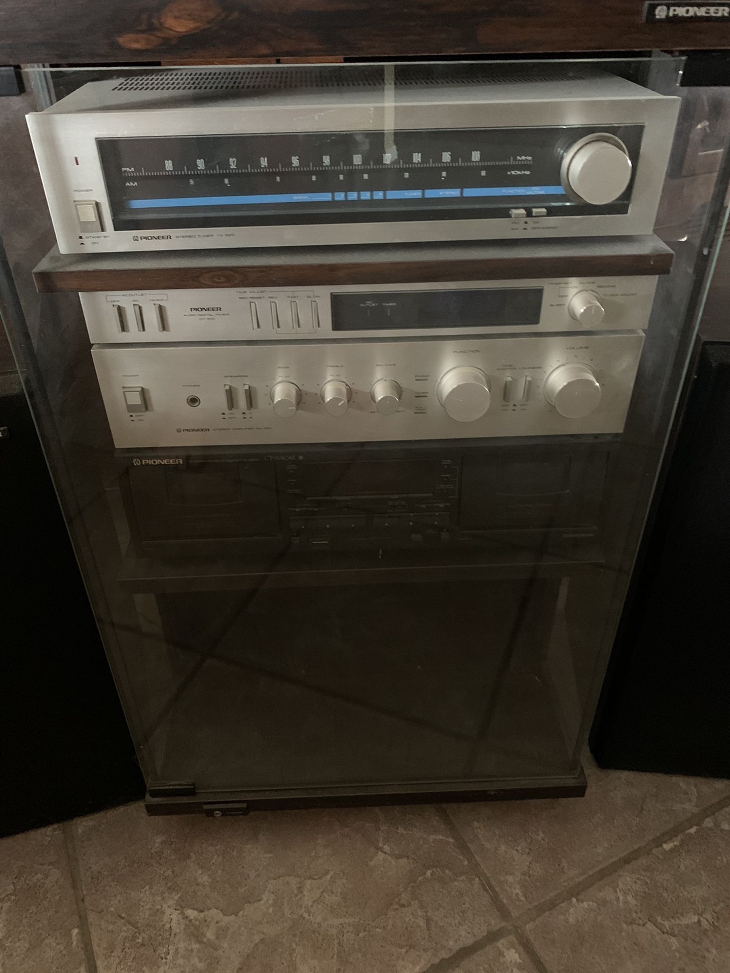 Vintage 1980s Pioneer Stereo System With Technics Turntable