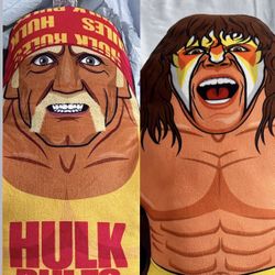 TWO (2) BRAND NEW With Tags 24” WWE Bleacher Creature Stuffed Wrestling HULK HOGAN & ULTIMATE WARRIOR Plush (R.I.P.)