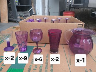 Purple Plastic cup set  with pitcher