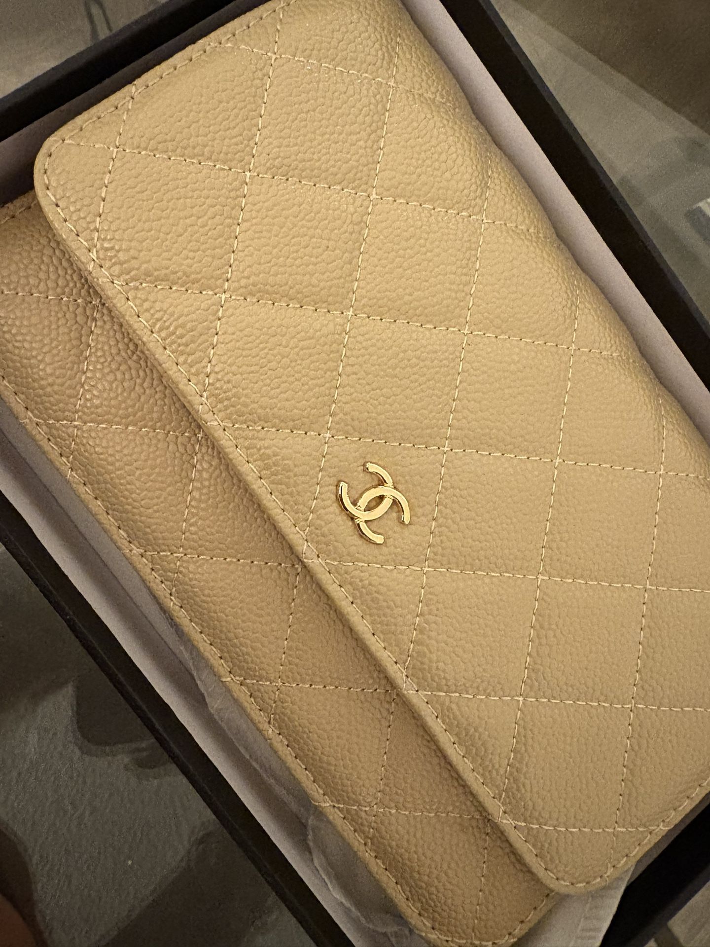 Chanel Caviar Leather Beige New In Box