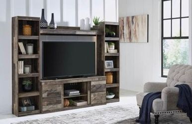 Ashley Brand Gray TV Stand Entertainment Center