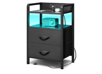 Nightstand with LED Light and Charging Station