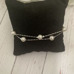 New white gold plated pearls bracelet
