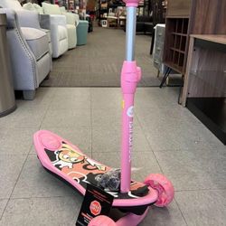  Kids Electric Scooter 3-Wheel Foldable w/ Flashing LED Wheels | Adjustable Height | Ages 3-12 | Pink | NEW