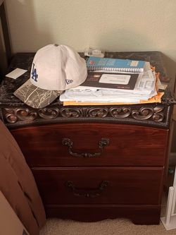 Dark Wood 2-Drawer Nightstand