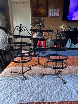 Rotating Earring Stands, 3 Piece Set, Black Used Good Condition