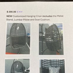NEW Custom Hanging Egg Shape Chair & Stand