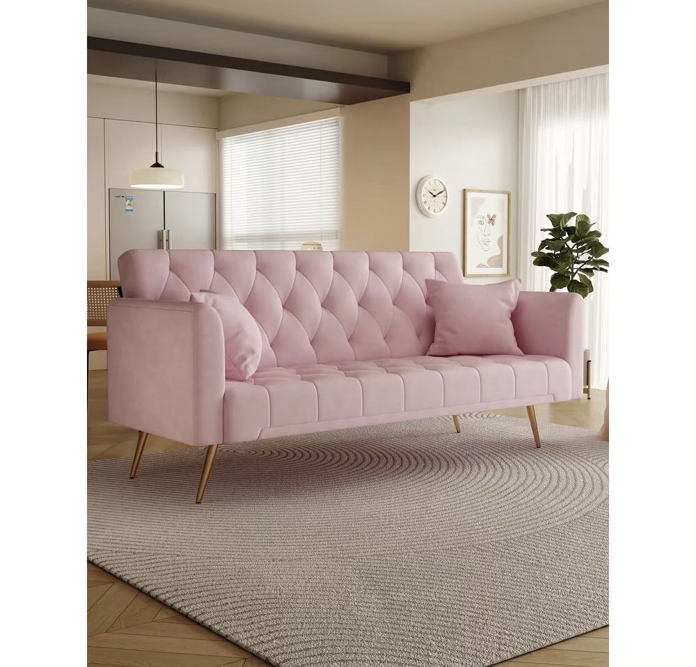 New in box pink convertible futon sofa bed