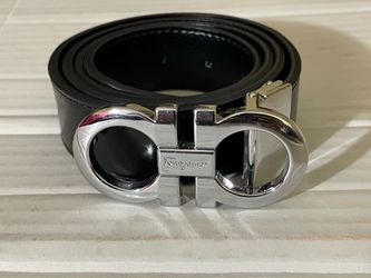 Salvatore Ferragamo Reversible/Adjustable Belt Polished Silver Buckle Belt