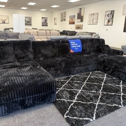 Black Corduroy Modular Sectional (FREE DELIVERY)