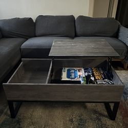 Grey-Washed Wood Lift Top Coffee Table