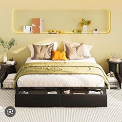 Black Faux Leather King Frame - HK005