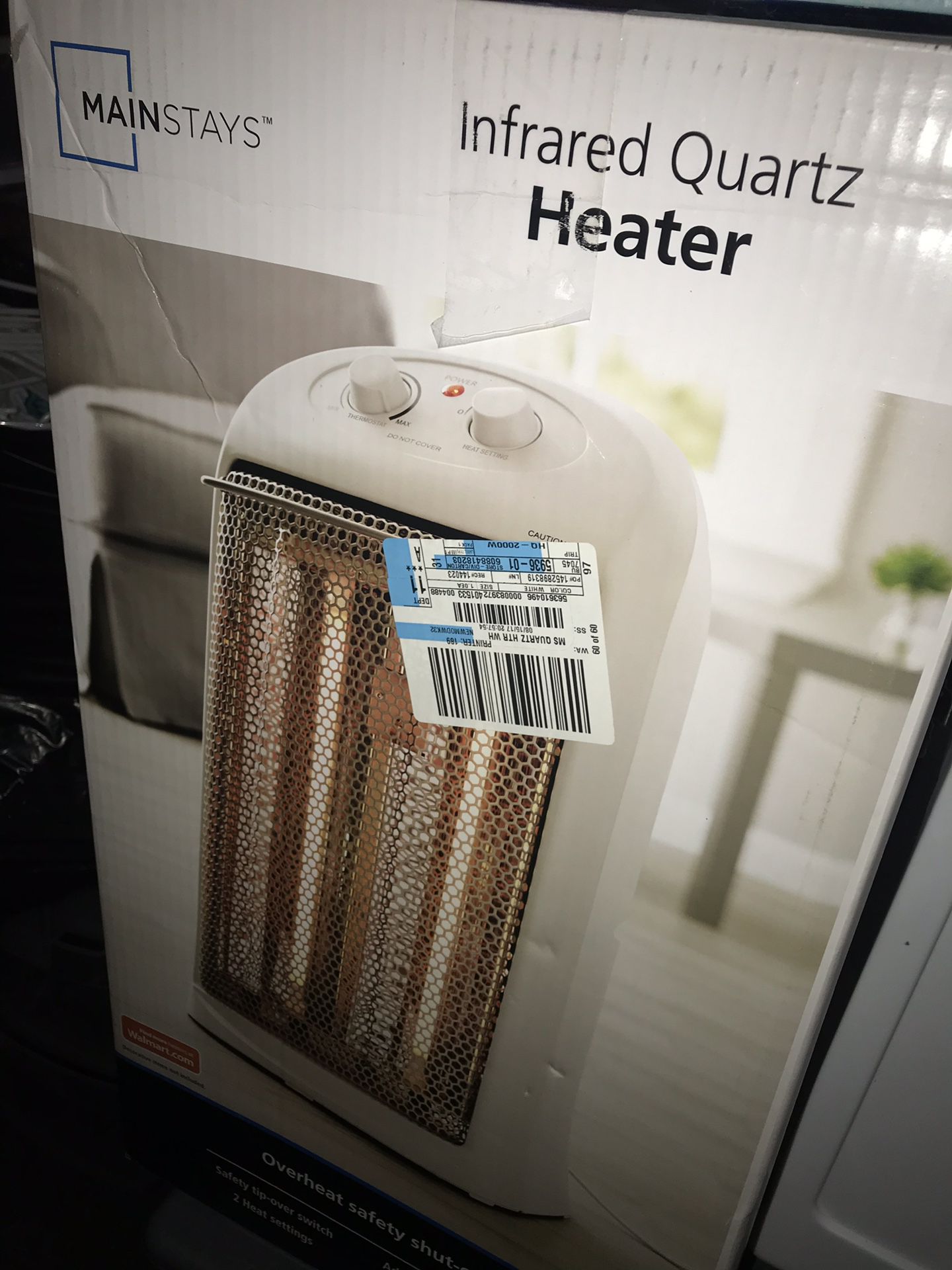 mainstays infrared quartz heater