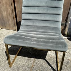 Teal And Gold Suede Accent Chair
