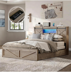 Farmhouse Twin Bed Frame with 2 Drawers