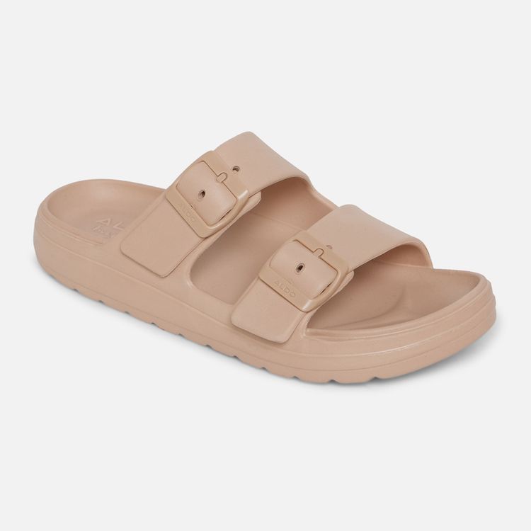 Aldo Eteiven Solid Beige Flat Sandals Size 7.5