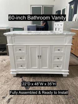 48" Bathroom Vanity with Carrara Marble Countertop & Solid Wood & Plywood Cabinet #3436