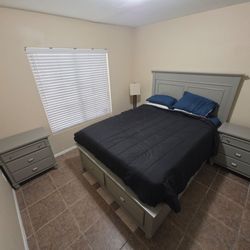 Bob's Spencer Queen Storage Bed Set + Mattress — 12 Drawers, Barely Used $800 OBO