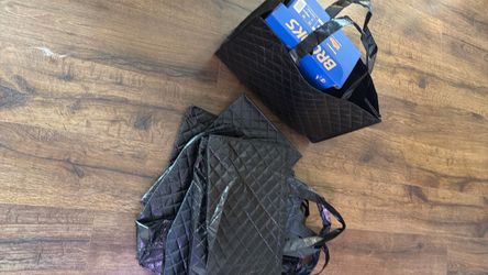 7 Black Quilted Reusable Tote Bags Set
