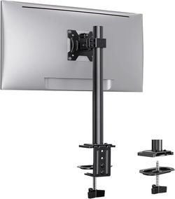 Ergear Single Monitor Mount for 13-32 Inch Screens, 17.6 lbs Capacity, Steel Pole Design, Tilt, Swivel, Rotation, Cable Clips, Desk Space Saving, Home