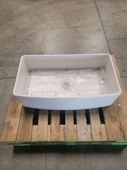 ABFC3620S-W 36" Smooth Curved Apron Single Bowl Fireclay Farm Sink