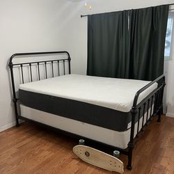 Queen Bed frame, Bed, & Boxspring