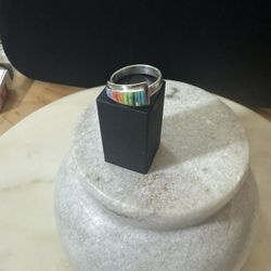 Sterling Silver Ring with Rainbow Stones
