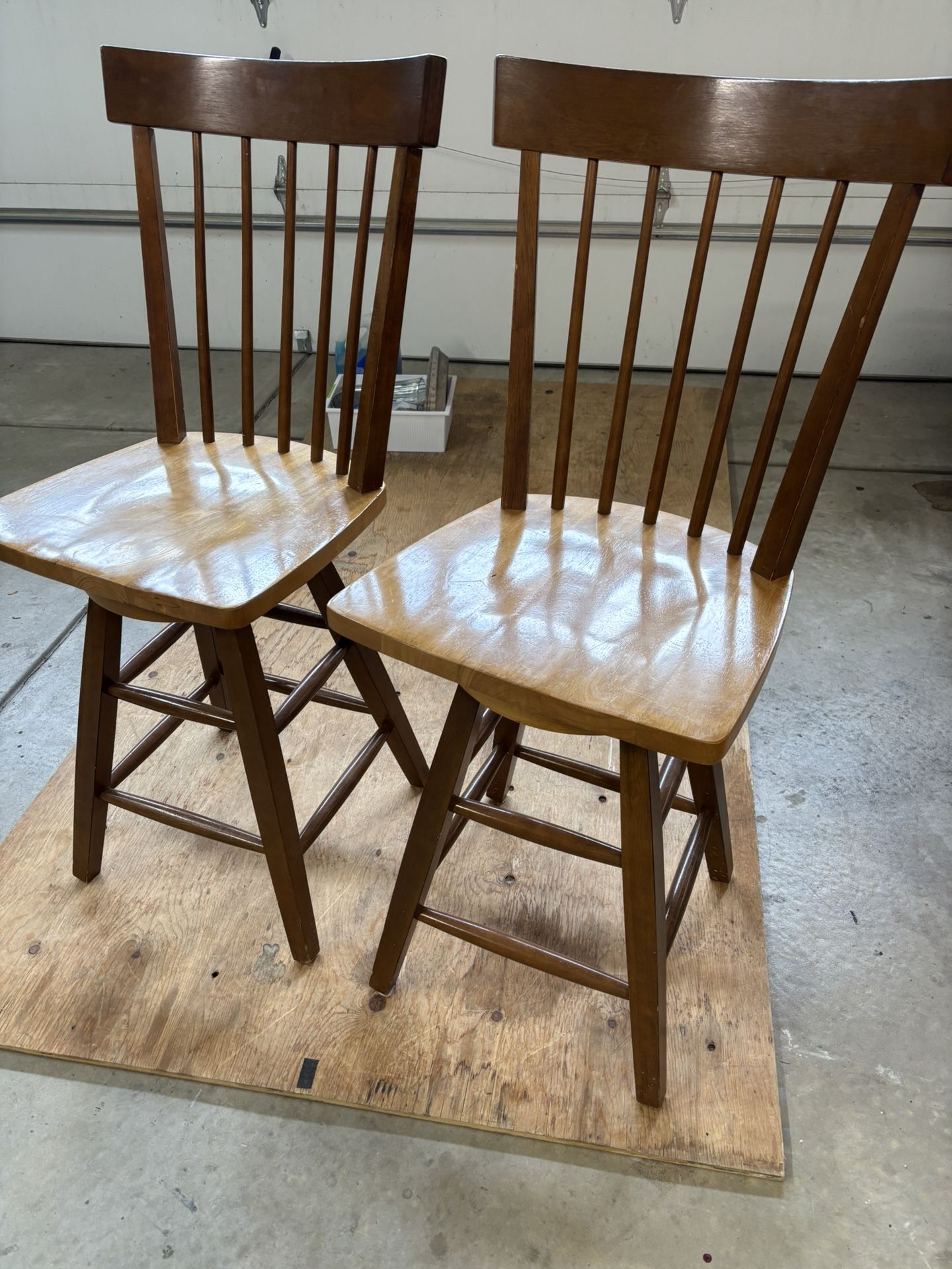 Pair Of Solid Wood Stools