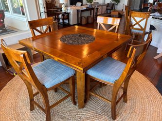 Wood Table and Chairs - Counter Height