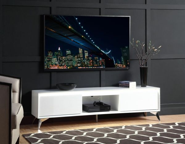 Brand New LED White/Chrome TV stand