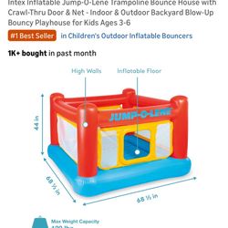 Intex Inflatable Jump-O-Lene Trampoline Bounce 