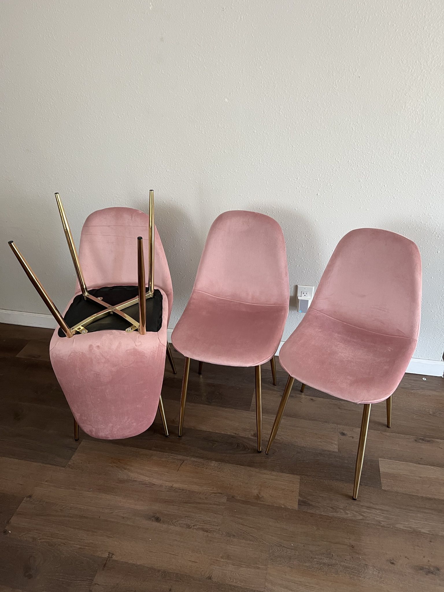 Pink Gold Velvet, Modern Dining Chairs