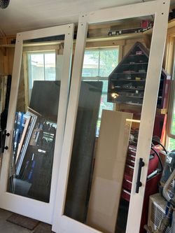 Glass panel barn doors