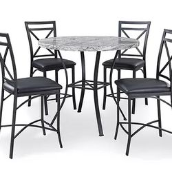 Faux Marble High Top Dining Set