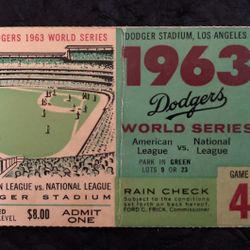 Dodgers Sweep Yankees 1963 World Series Ticket 